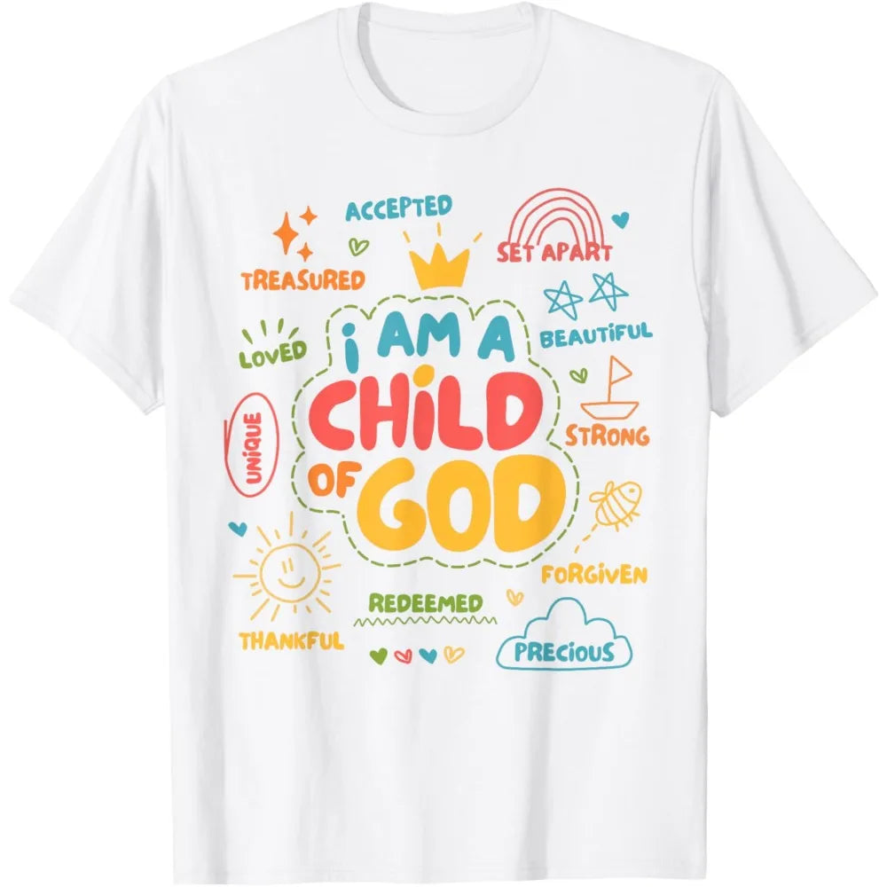 I Am A Child of God Christian Retro TShirt Faith Jesus Gifts Tee Tops Christianity Men Women Summer Crewneck Cotton Short Slevee