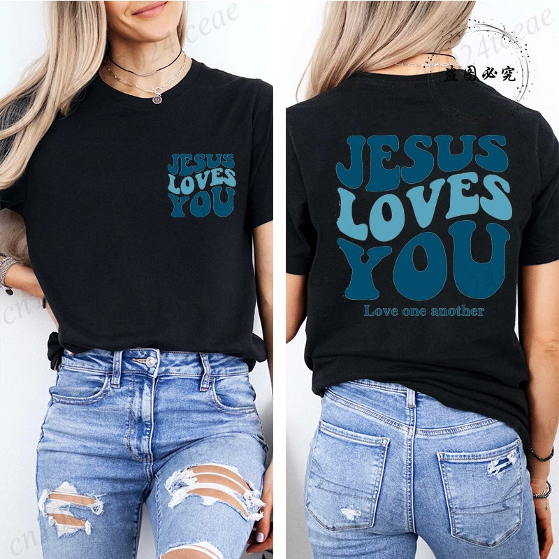 Jesus Loves You T-Shirt Christian Faith Based T Shirts Love Like Jesus T-Shirts Casual Short Sleeve Tee Tshirt for Women Clothes