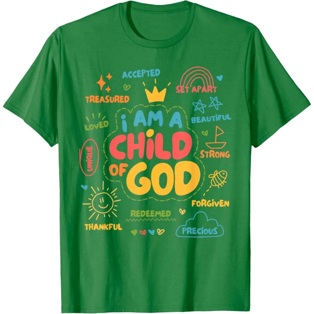 I Am A Child of God Christian Retro TShirt Faith Jesus Gifts Tee Tops Christianity Men Women Summer Crewneck Cotton Short Slevee