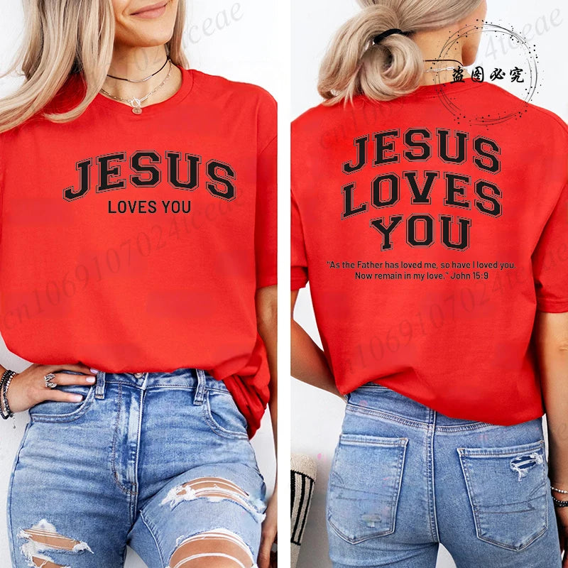 Jesus Loves You T-Shirt Christian Faith Based T Shirts Love Like Jesus T-Shirts Casual Short Sleeve Tee Tshirt for Women Clothes