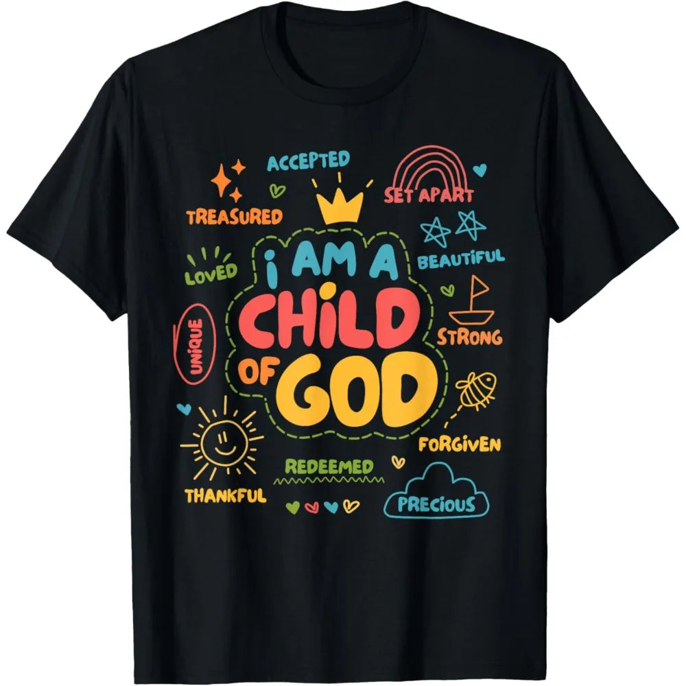 I Am A Child of God Christian Retro TShirt Faith Jesus Gifts Tee Tops Christianity Men Women Summer Crewneck Cotton Short Slevee