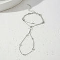 DOTIFI Stainless Steel Fashion Minimalist Double-Layer Bead Cross Pendant Bracelet For Women Geometric Finger Chain Jewellery