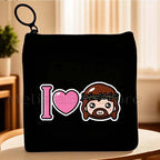 Cartoon Jesus Christ Floral Cross Love Faith Cute Christian Bible Belief Flowers Canvas Key Coin Purse Cute Bag Wallet Pouch
