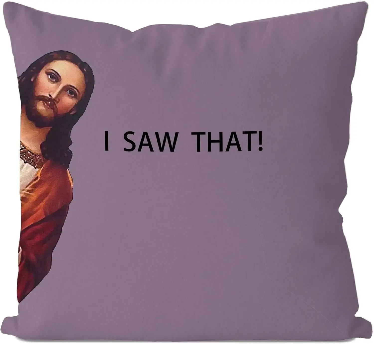 Jesus Meme Pillow Cover, Christian Religious Humor Cushion Case, "I Saw That" Text Throw Pillow, Novelty Home Decor Gift