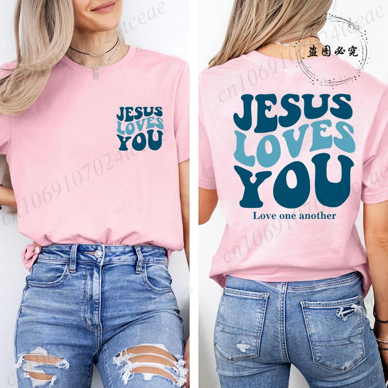Jesus Loves You T-Shirt Christian Faith Based T Shirts Love Like Jesus T-Shirts Casual Short Sleeve Tee Tshirt for Women Clothes