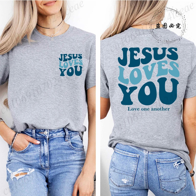 Jesus Loves You T-Shirt Christian Faith Based T Shirts Love Like Jesus T-Shirts Casual Short Sleeve Tee Tshirt for Women Clothes