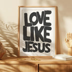 Modern Christian Wall Decor, Love Like Jesus Christian Poster Retro Christian Wall Art, Christian Gifts Digital Art, Printable