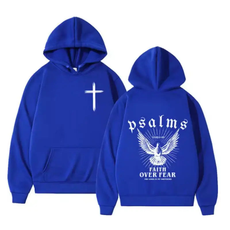 Christian Jesus Faith Over Fear Bible Verse Hoodies Men Fabric Street Fashion Hoodie Casual Street Sweatshirt Cyberpunk Style