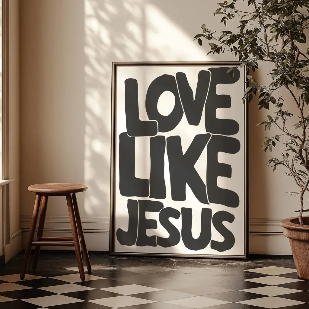 Modern Christian Wall Decor, Love Like Jesus Christian Poster Retro Christian Wall Art, Christian Gifts Digital Art, Printable