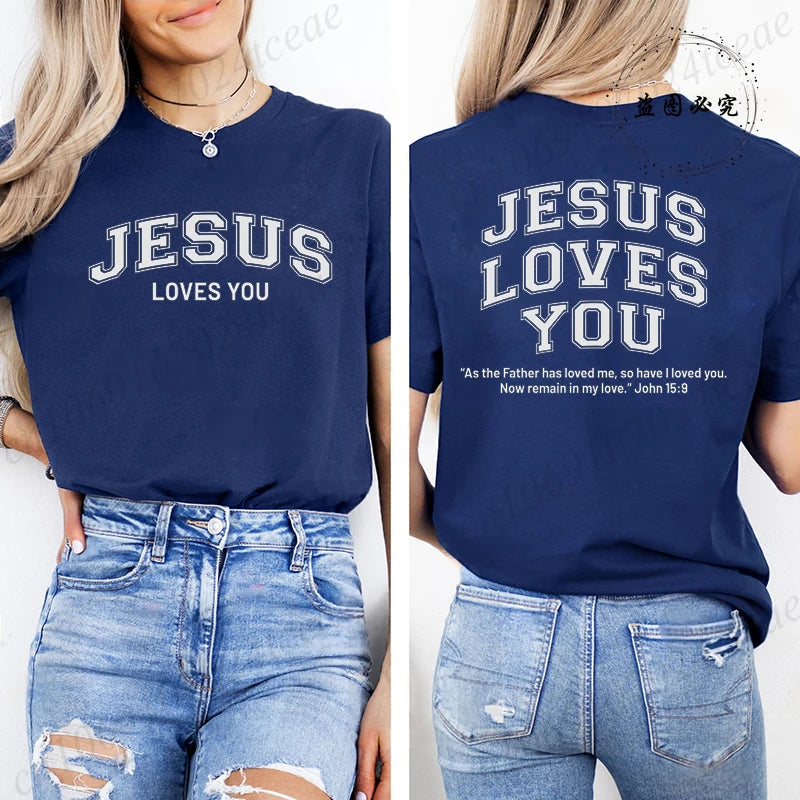 Jesus Loves You T-Shirt Christian Faith Based T Shirts Love Like Jesus T-Shirts Casual Short Sleeve Tee Tshirt for Women Clothes