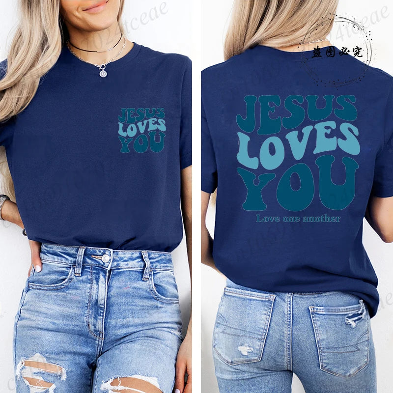 Jesus Loves You T-Shirt Christian Faith Based T Shirts Love Like Jesus T-Shirts Casual Short Sleeve Tee Tshirt for Women Clothes