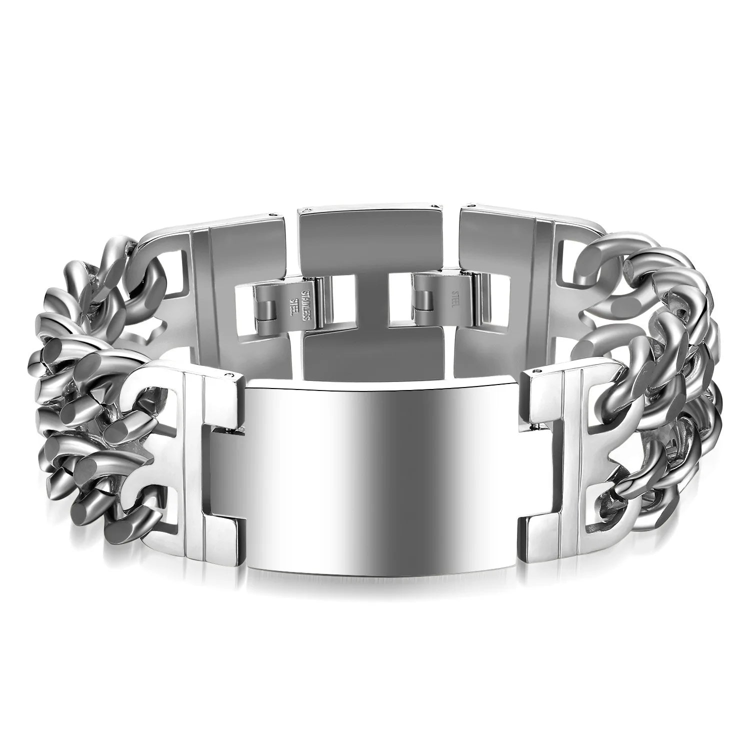 HNSP 24MM Width 316L Stainless Steel Cuban Chain Cross Bracelet For Men Jewelry Male Hand Chain Wrap Bracelets Punk Accessory