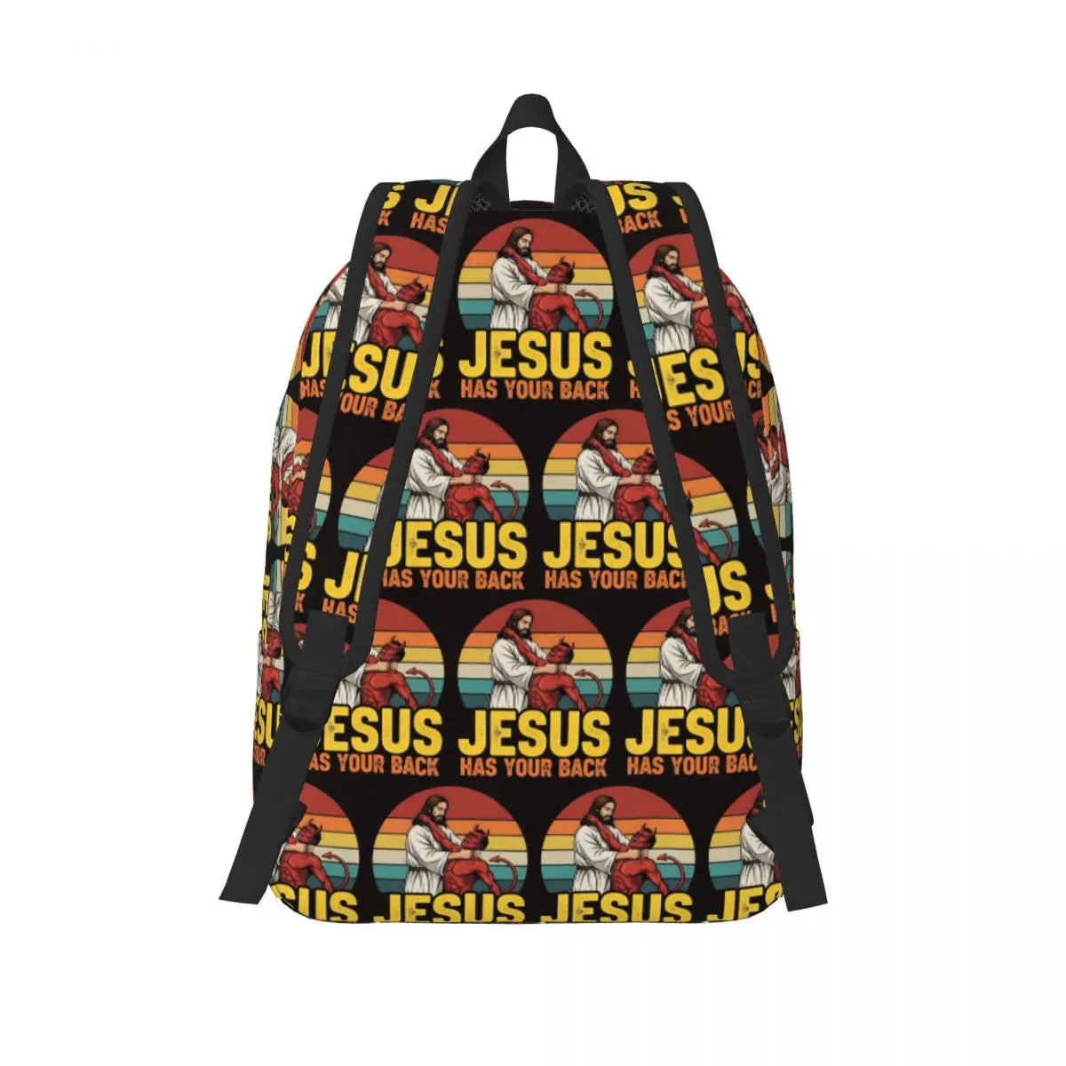 Jesus Has Your Back Jiu Jitsu Christian Student Backpack School Bag Hiking Travel Daypack for Boys Girls Bookbag Shoulder Bags