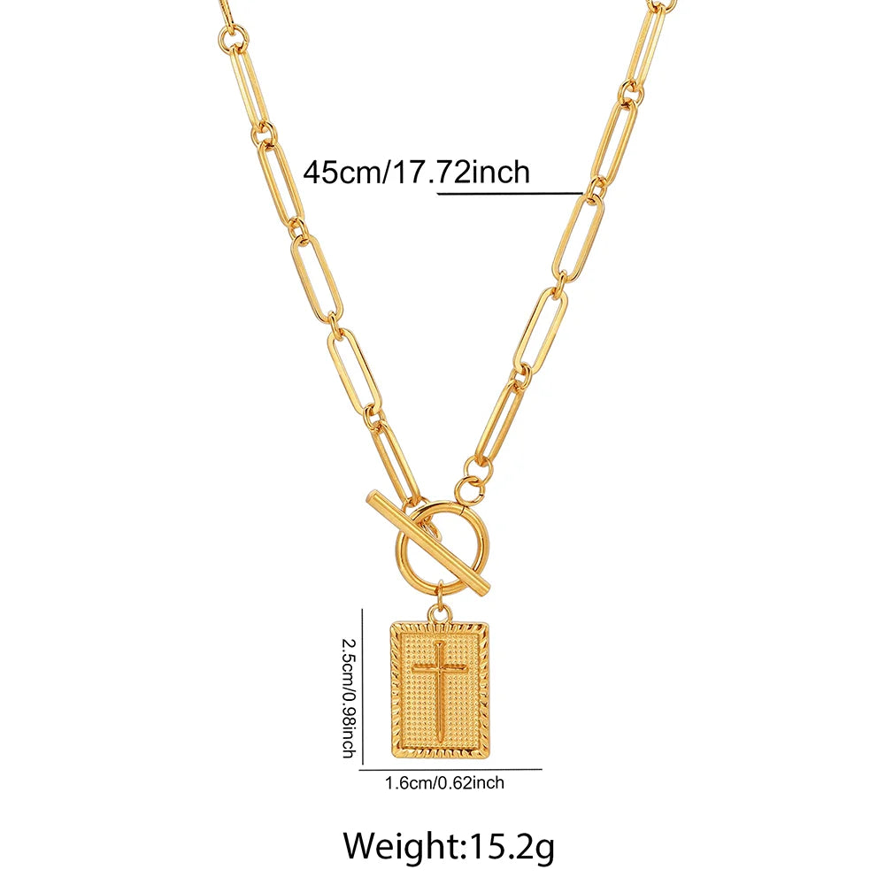 DOTIFI Stainless Steel Square Cross Pendant Necklace