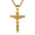 Religious Jesus Cross Stainless Steel Necklace For Men Fashion Gold Silver Color Cross Pendent With Chain Necklace Jewelry Gift
