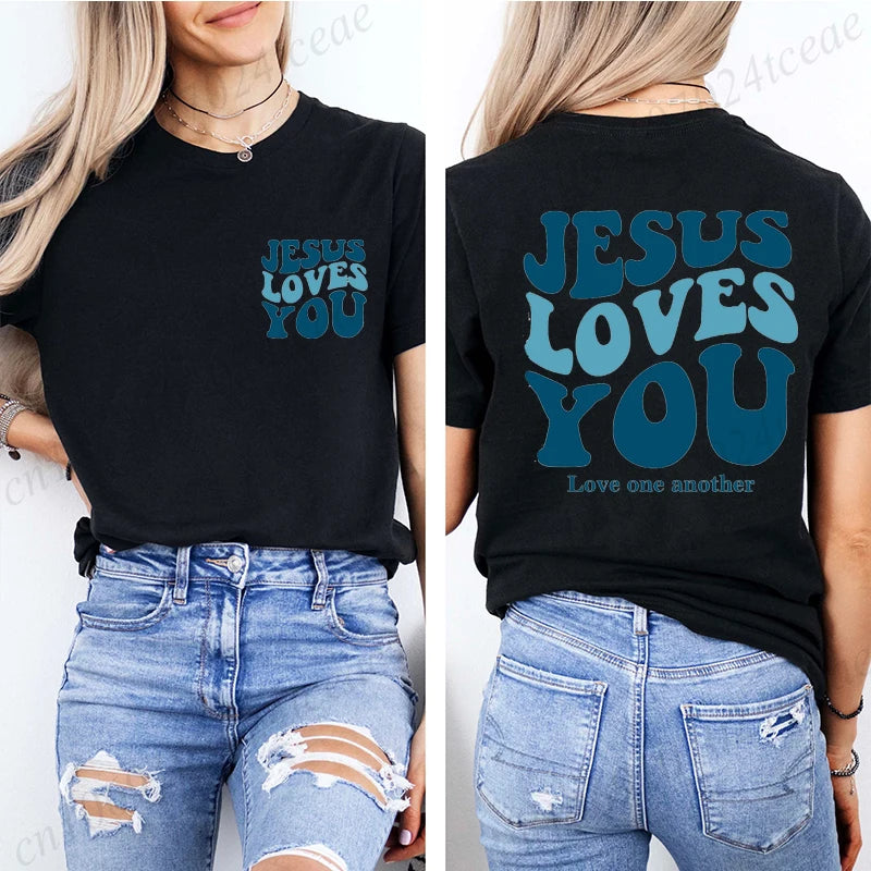 Jesus Loves You T-Shirt Christian Faith Based T Shirts Love Like Jesus T-Shirts Casual Short Sleeve Tee Tshirt for Women Clothes