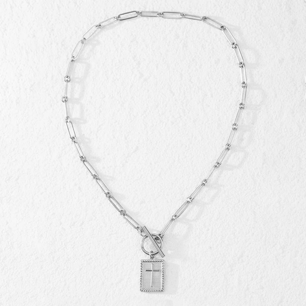 DOTIFI Stainless Steel Square Cross Pendant Necklace