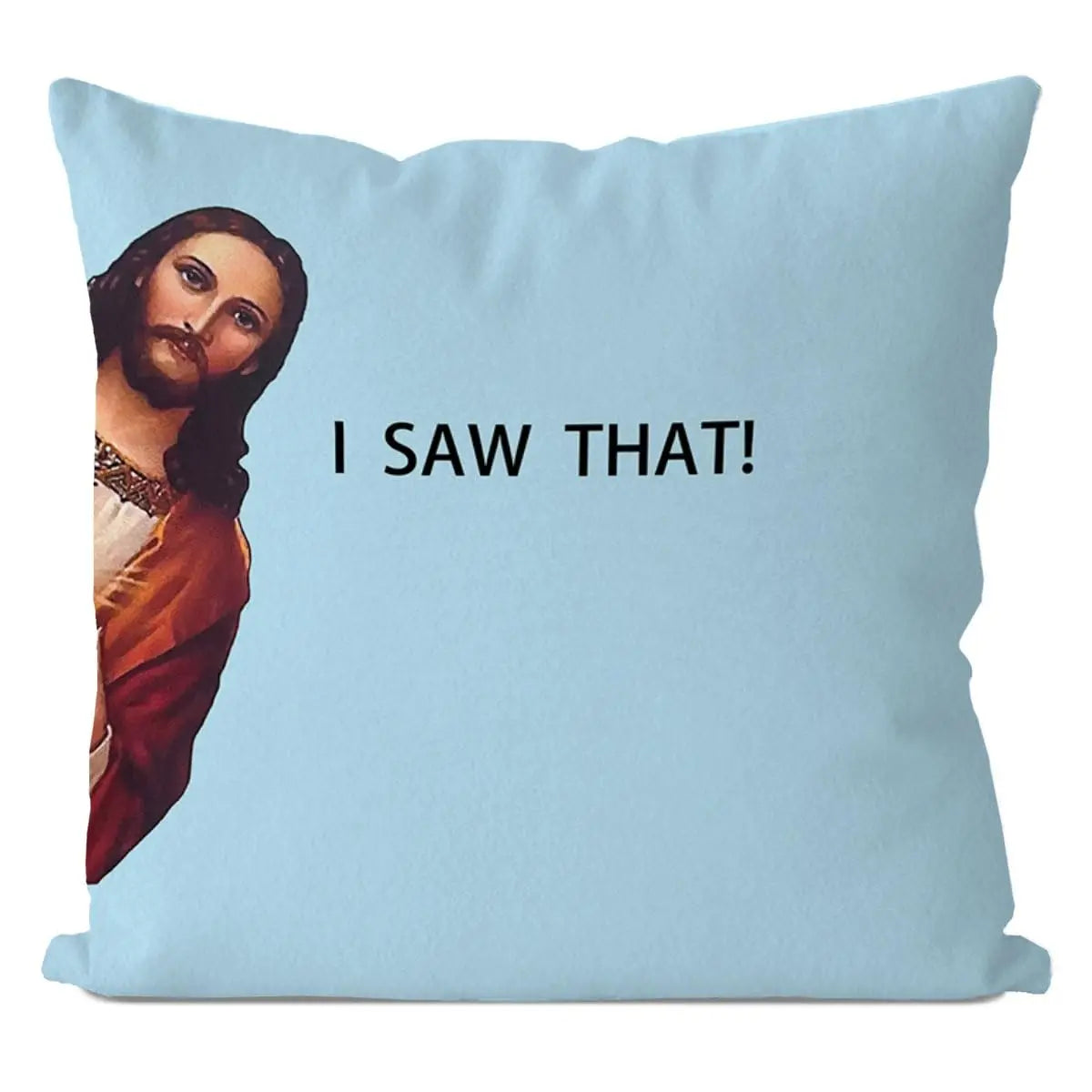 Jesus Meme Pillow Cover, Christian Religious Humor Cushion Case, "I Saw That" Text Throw Pillow, Novelty Home Decor Gift