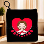 Cartoon Jesus Christ Floral Cross Love Faith Cute Christian Bible Belief Flowers Canvas Key Coin Purse Cute Bag Wallet Pouch