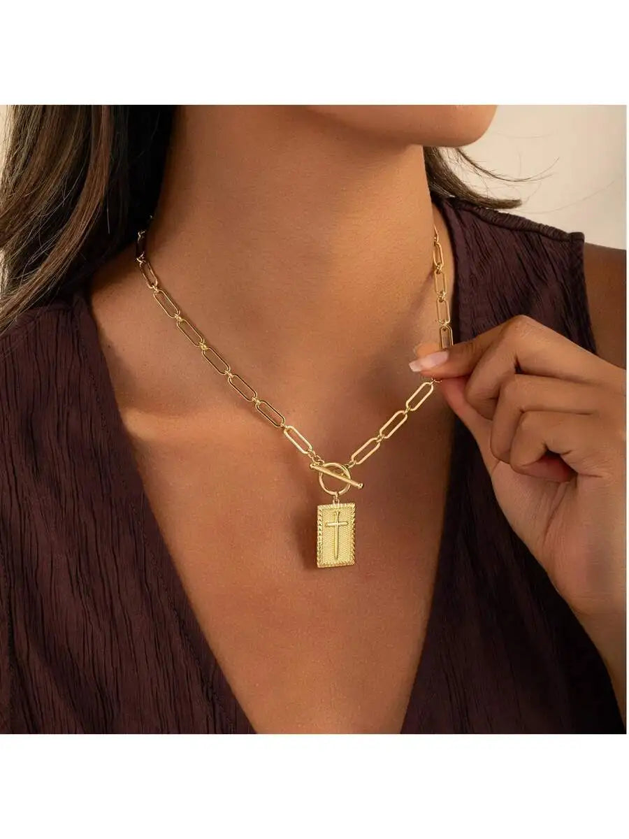 Rectangle Cross Necklace
