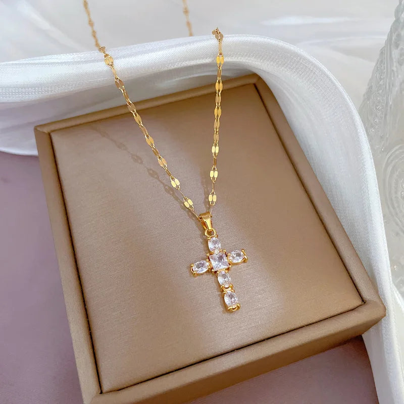 Zircon Cross Necklace
