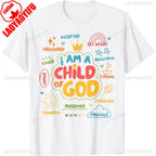 I Am A Child of God Christian Retro TShirt Faith Jesus Gifts Tee Tops Christianity Men Women Summer Crewneck Cotton Short Slevee