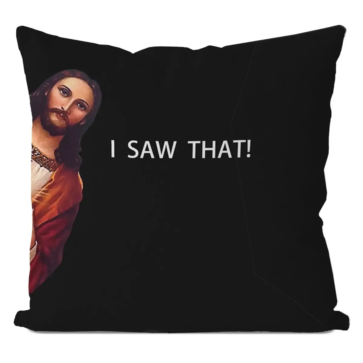 Jesus Meme Pillow Cover, Christian Religious Humor Cushion Case, "I Saw That" Text Throw Pillow, Novelty Home Decor Gift