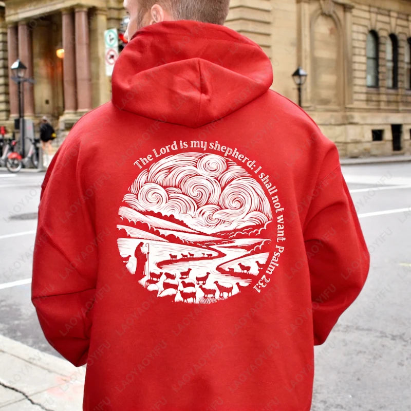 Psalm 23 Christian Hoodie Religious Bible Verse Sweatshirt Vintage Fun Graphic Simple Style Unisex Casual 2Sided Winter Hoodies
