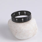 COOLTIME Gothic Cross Couple Rings Stainless Steel Silver Color Jesus Cross Finger Ring for Men Women Punk Jewelry Wedding Gift