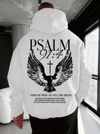 Christian Bible Verse Psalm 91:4 Print Men Women Hooded Sweatshirt Autumn Winter Outdoor Vacation Casual Loose Warm Sportswear