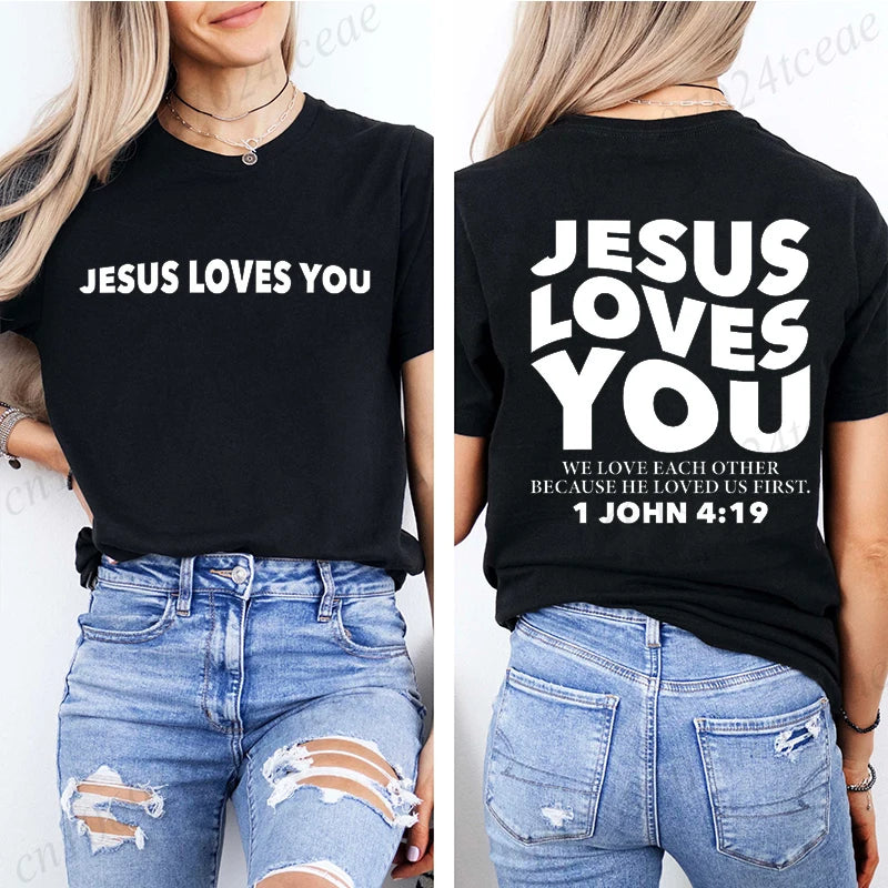 Jesus Loves You T-Shirt Christian Faith Based T Shirts Love Like Jesus T-Shirts Casual Short Sleeve Tee Tshirt for Women Clothes