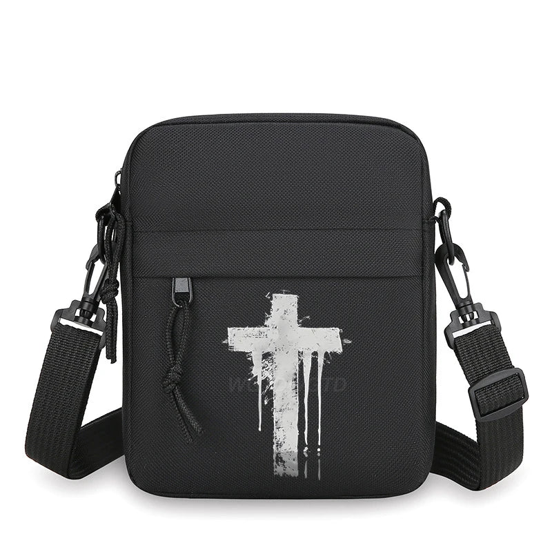 Christianity Retro Men Women Shoulder Bag，harajuku Lion and Cross Street Style Mobile Phone Bag，unisex Jesus Small Crossbody Bag