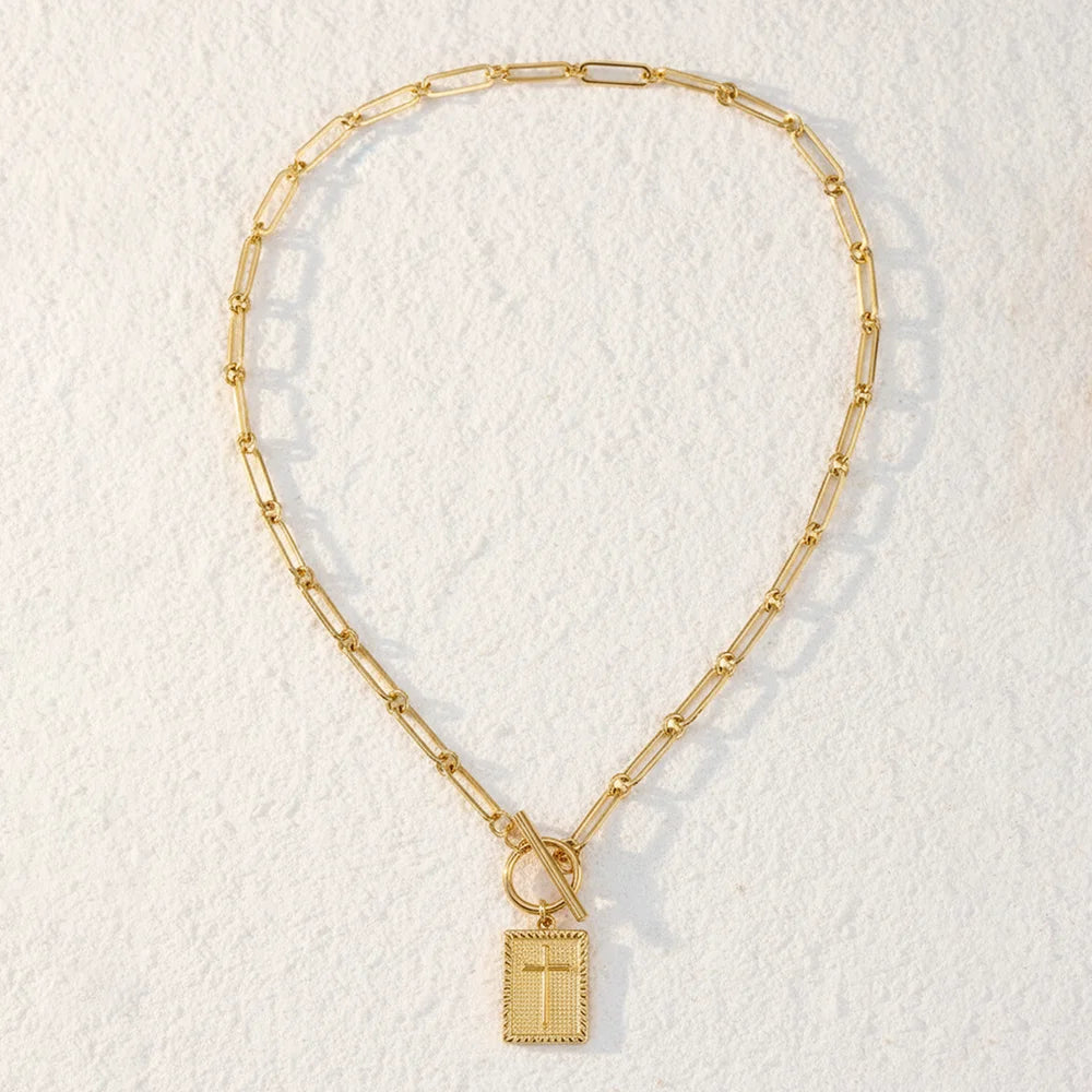 DOTIFI Stainless Steel Square Cross Pendant Necklace