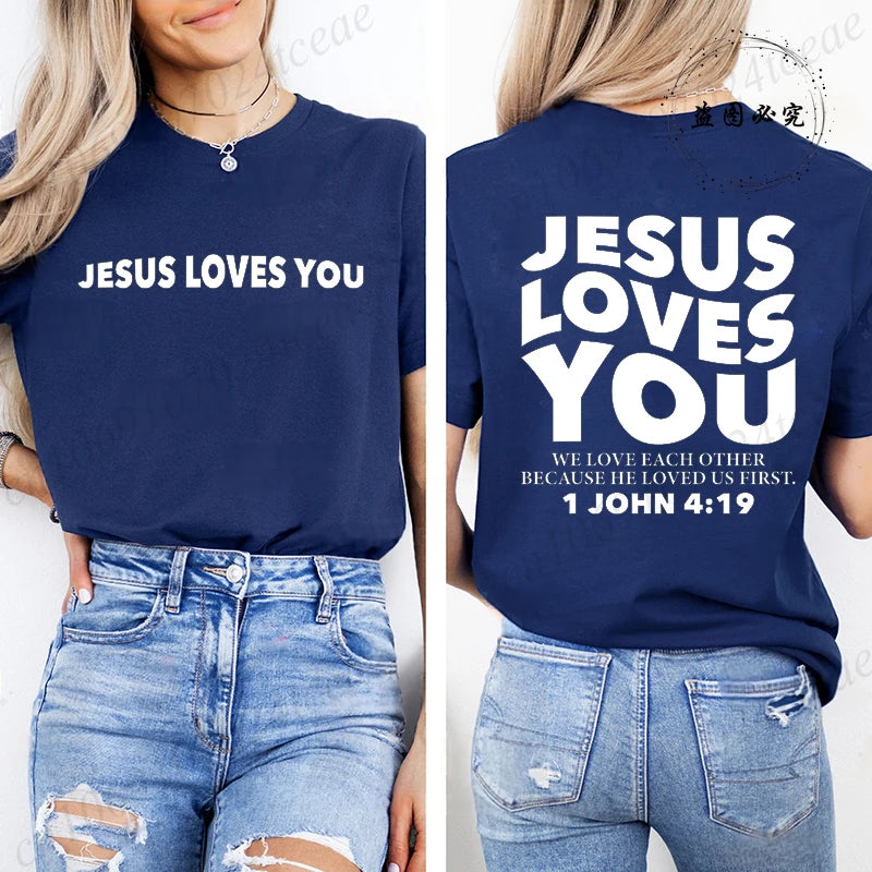 Jesus Loves You T-Shirt Christian Faith Based T Shirts Love Like Jesus T-Shirts Casual Short Sleeve Tee Tshirt for Women Clothes