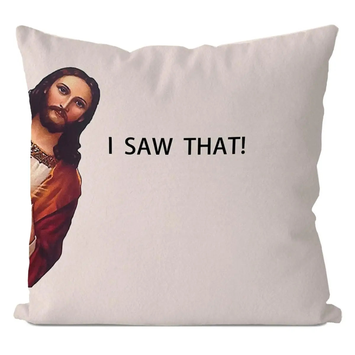 Jesus Meme Pillow Cover, Christian Religious Humor Cushion Case, "I Saw That" Text Throw Pillow, Novelty Home Decor Gift