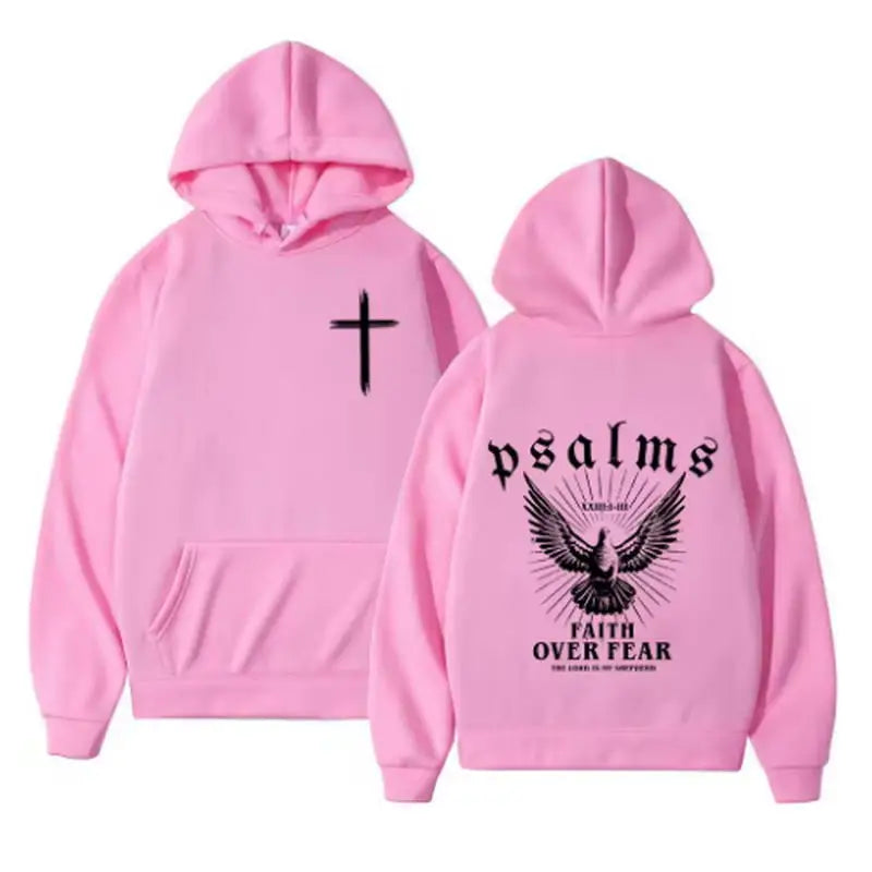 Christian Jesus Faith Over Fear Bible Verse Hoodies Men Fabric Street Fashion Hoodie Casual Street Sweatshirt Cyberpunk Style