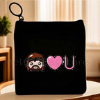 Cartoon Jesus Christ Floral Cross Love Faith Cute Christian Bible Belief Flowers Canvas Key Coin Purse Cute Bag Wallet Pouch