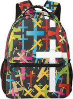 Fashion Jesus Cross Backpack Christian Travel Laptop Backpack Lightweight Bookbag for Women Men