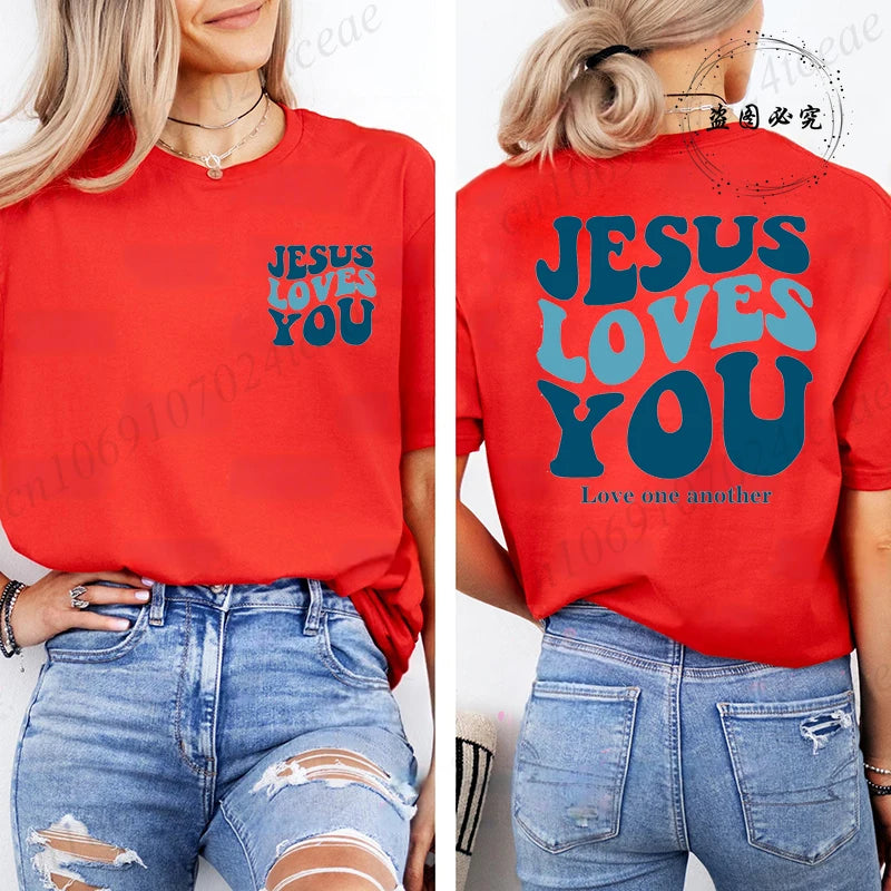 Jesus Loves You T-Shirt Christian Faith Based T Shirts Love Like Jesus T-Shirts Casual Short Sleeve Tee Tshirt for Women Clothes