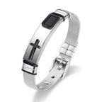 Black Gold Plated Cross Stainless Steel Bracelet for Men, Chain Jewelry Accessory, Punk Bracelets, High Quality
