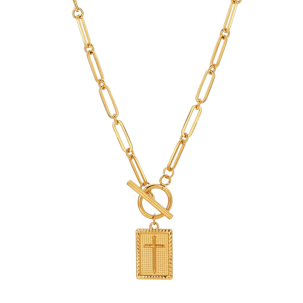 DOTIFI Stainless Steel Square Cross Pendant Necklace