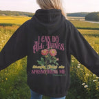 Christian Floral sweatshirt hoodie gift for her Bible verse Hoody Jesus aesthetic sweater Words on back crewneck Faith apparel