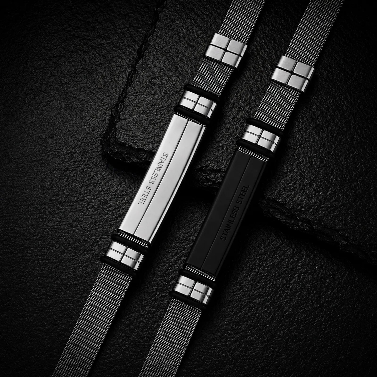 HNSP 316L Stainless Steel Cross Mesh Watch Band Bracelet, Adjustable Christian Faith Wristband, Hypoallergenic Religious Jewelry