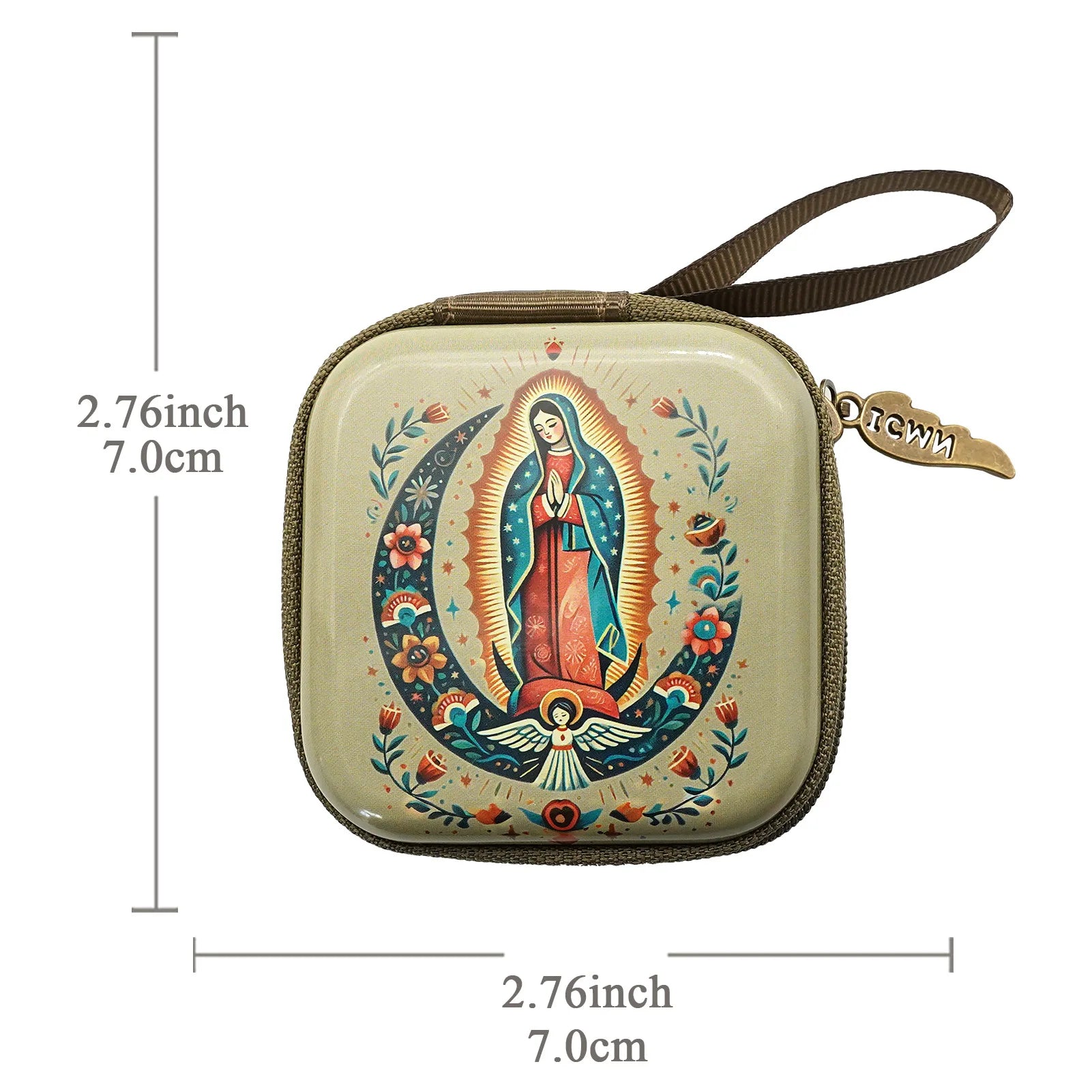 Virgin Mary Jesus Prayer Rosary Bag Religious Jewelry Storage Box Prayer Beads Rosary Box Christian Gifts 7x7cm