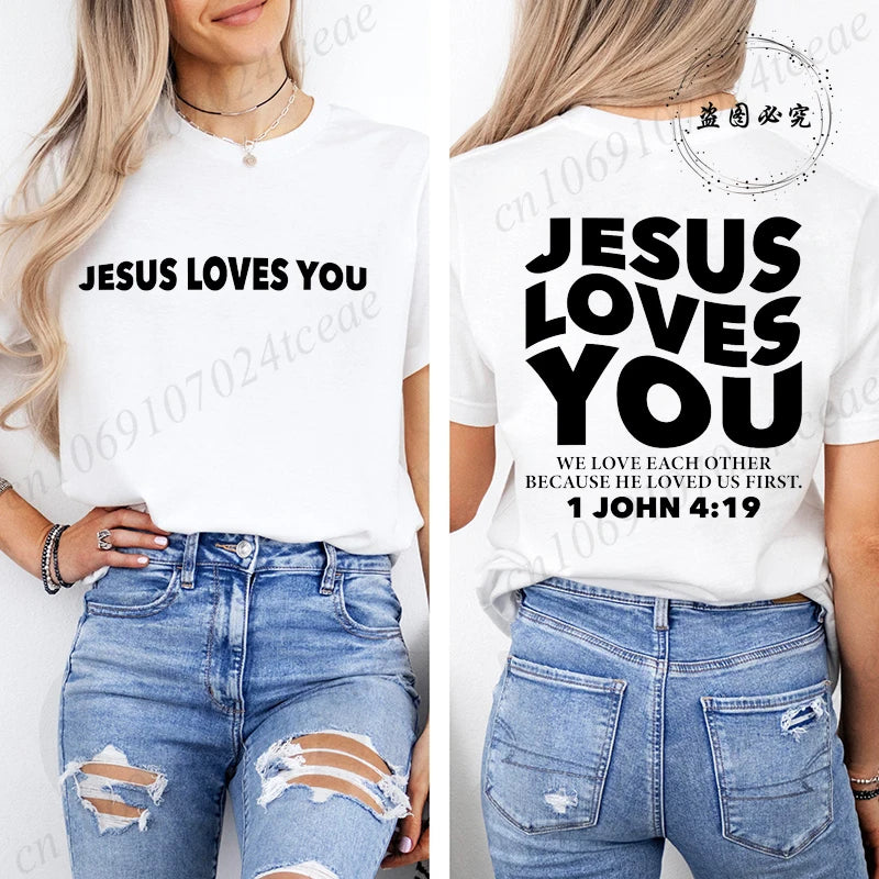 Jesus Loves You T-Shirt Christian Faith Based T Shirts Love Like Jesus T-Shirts Casual Short Sleeve Tee Tshirt for Women Clothes