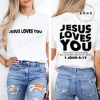 Jesus Loves You T-Shirt Christian Faith Based T Shirts Love Like Jesus T-Shirts Casual Short Sleeve Tee Tshirt for Women Clothes