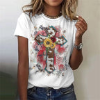 Cross Jesus Pattern T-Shirt For Women Sacred Christianity 3D Print T Shirts Summer Fashion Street Tees Short Sleeves O-Neck Tops