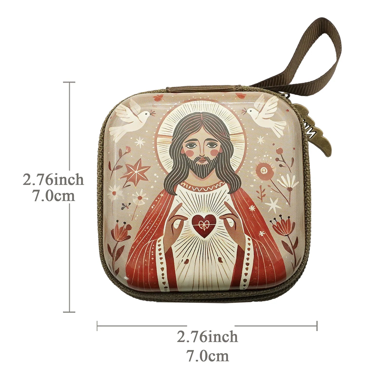 Virgin Mary Jesus Prayer Rosary Bag Religious Jewelry Storage Box Prayer Beads Rosary Box Christian Gifts 7x7cm
