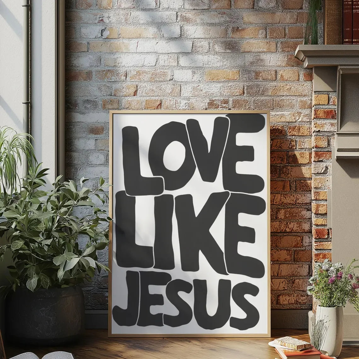 Modern Christian Wall Decor, Love Like Jesus Christian Poster Retro Christian Wall Art, Christian Gifts Digital Art, Printable