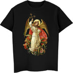 St Michael The Archangel Destroy The Devil Catholic Christians Gift Printed T Shirt Vintage Man Breathable Top Casual T-shirt